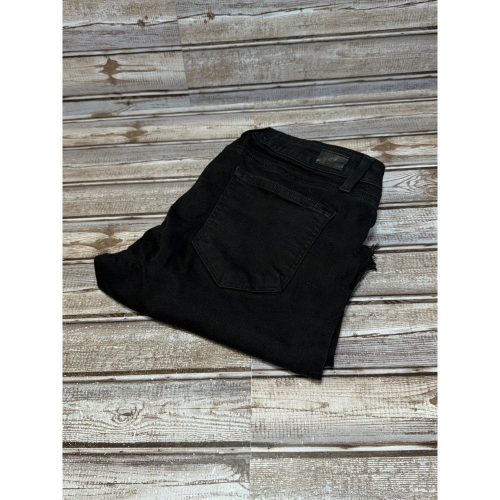 PAIGE Verdugo Ankle Jeans Womens 27 Black Raw Hem Skinny Stretch‎ Denim